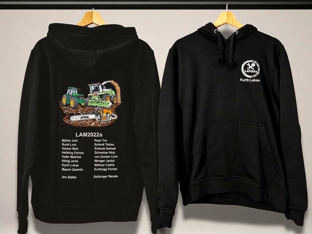 Hoodie der Klasse LAM2022a vorne und hinten
